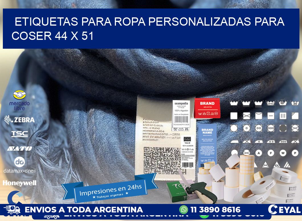 ETIQUETAS PARA ROPA PERSONALIZADAS PARA COSER 44 x 51