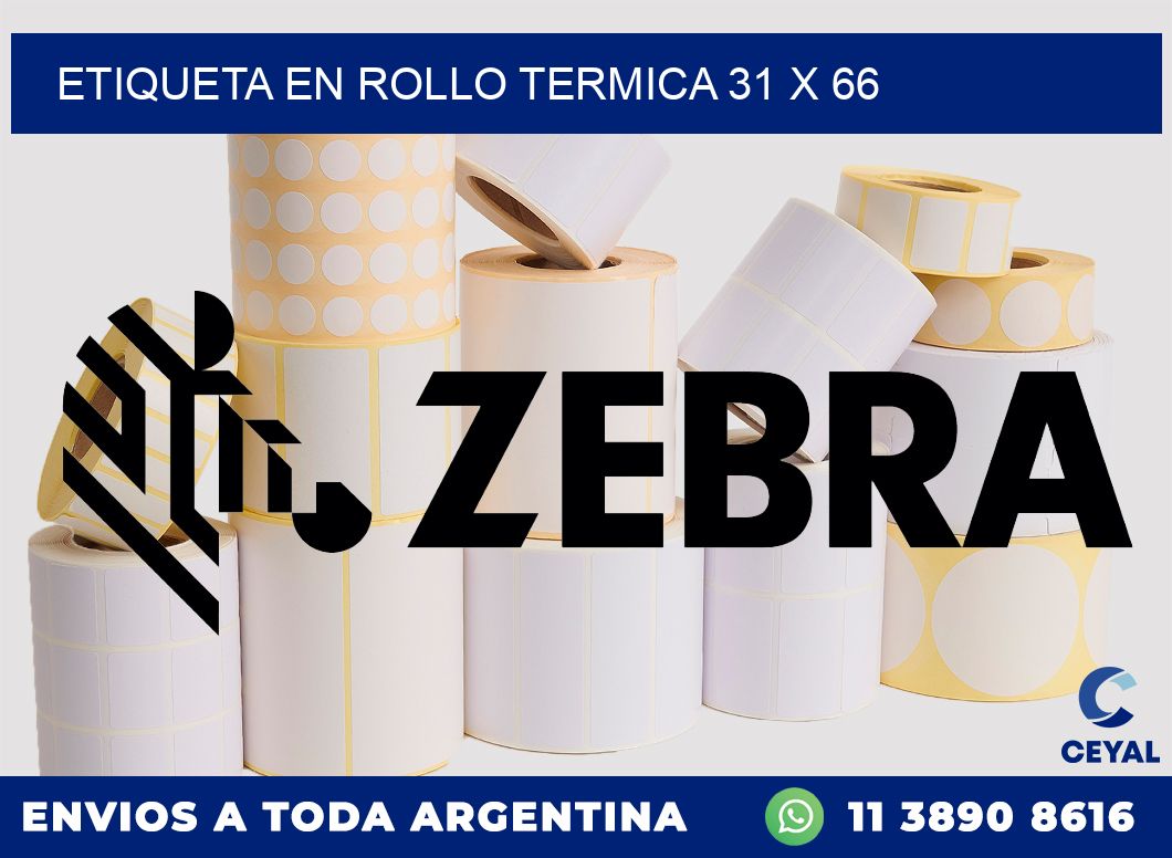 ETIQUETA EN ROLLO TERMICA 31 x 66