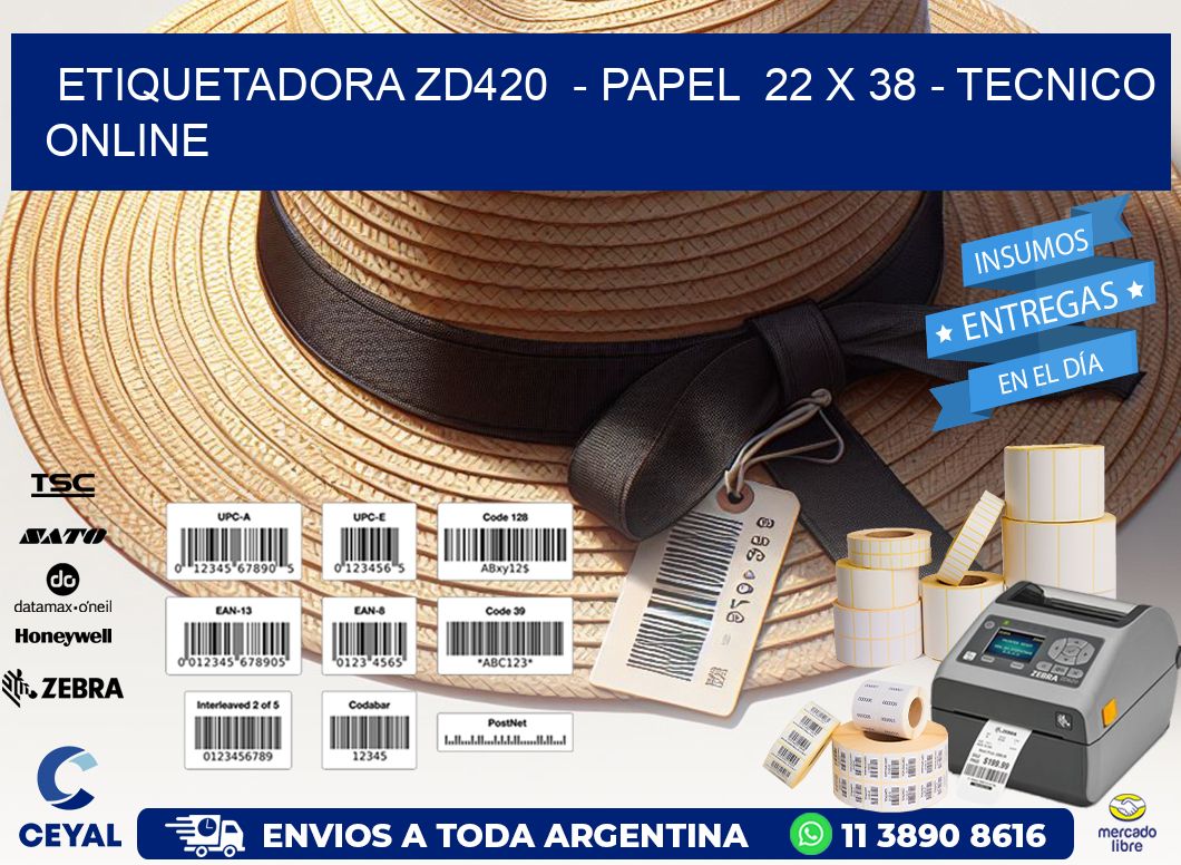 ETIQUETADORA ZD420  - PAPEL  22 x 38 - TECNICO ONLINE