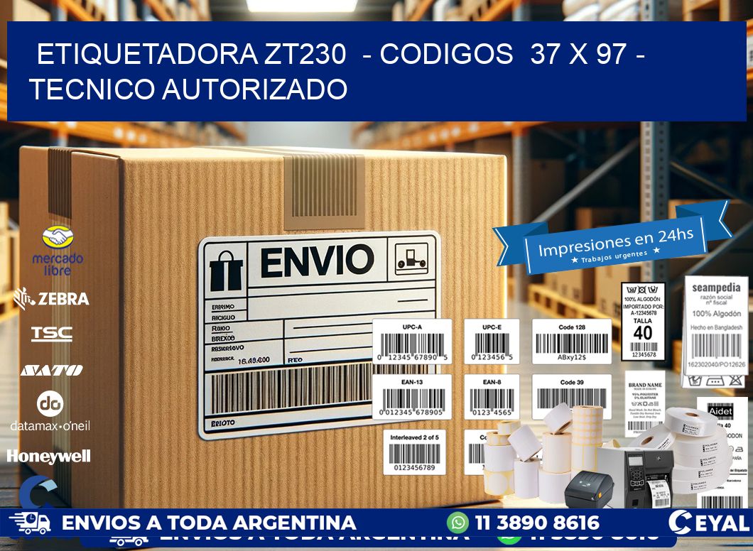 ETIQUETADORA ZT230  - CODIGOS  37 x 97 - TECNICO AUTORIZADO