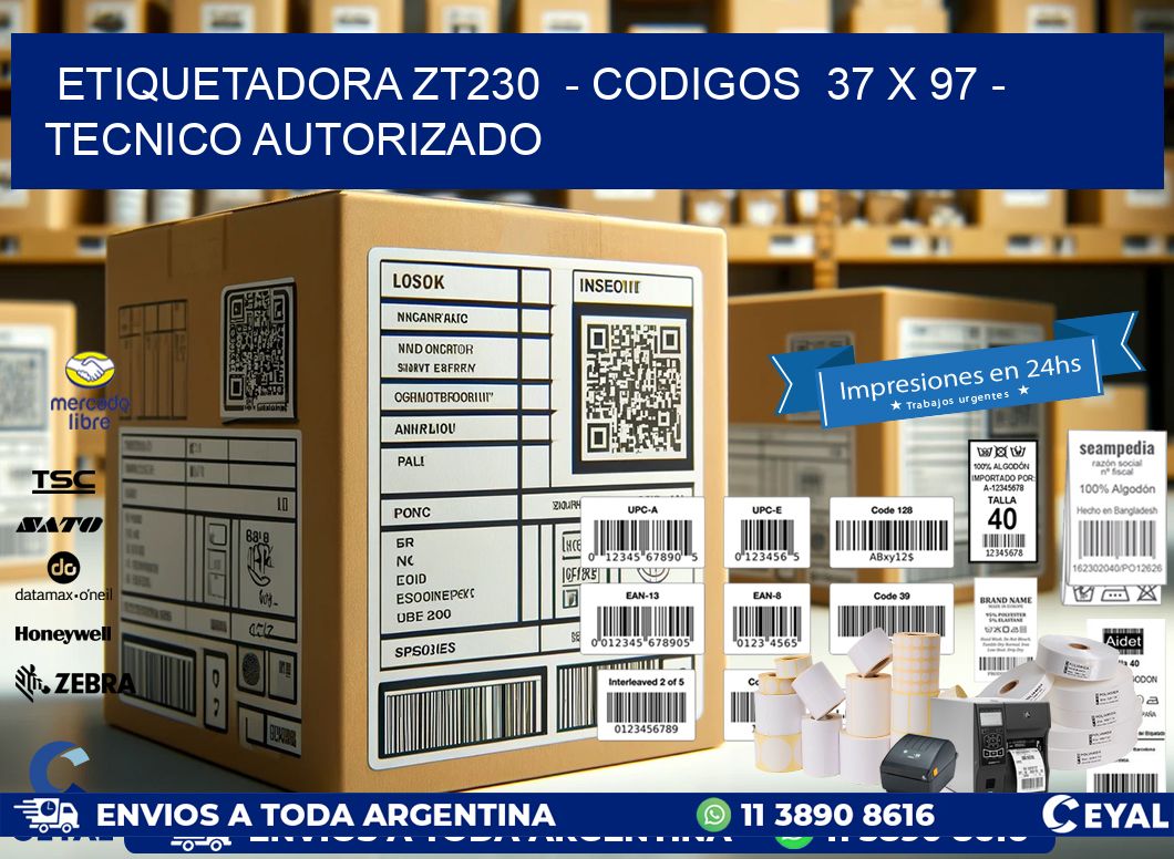 ETIQUETADORA ZT230  - CODIGOS  37 x 97 - TECNICO AUTORIZADO