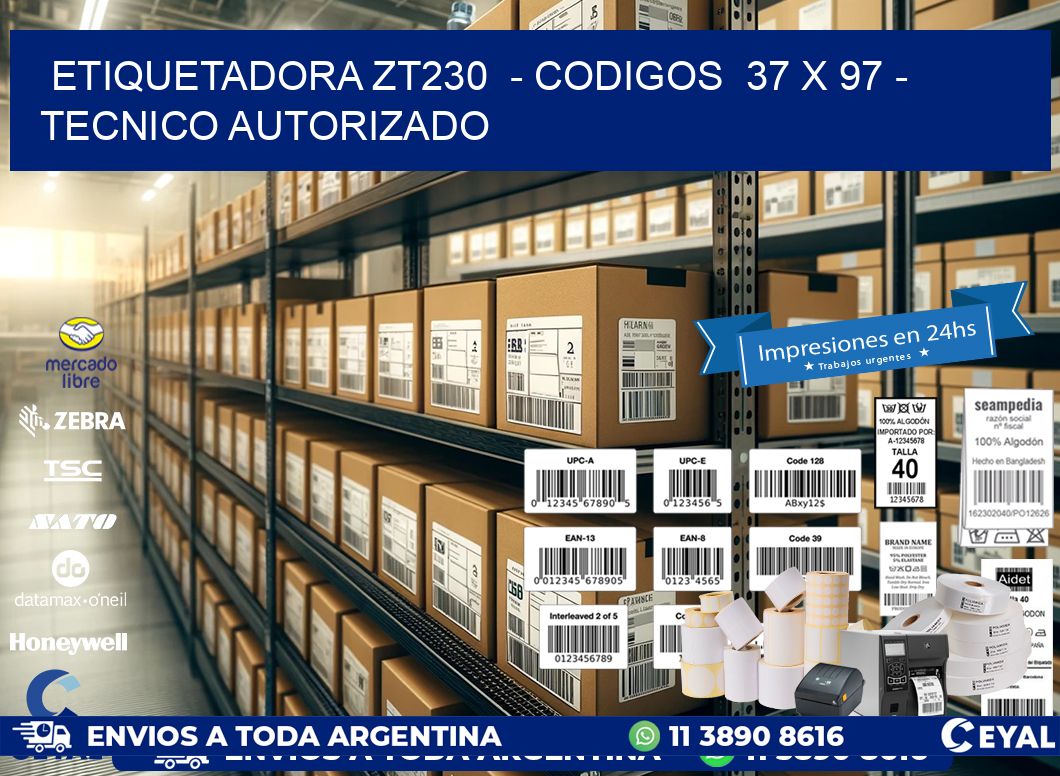 ETIQUETADORA ZT230  - CODIGOS  37 x 97 - TECNICO AUTORIZADO