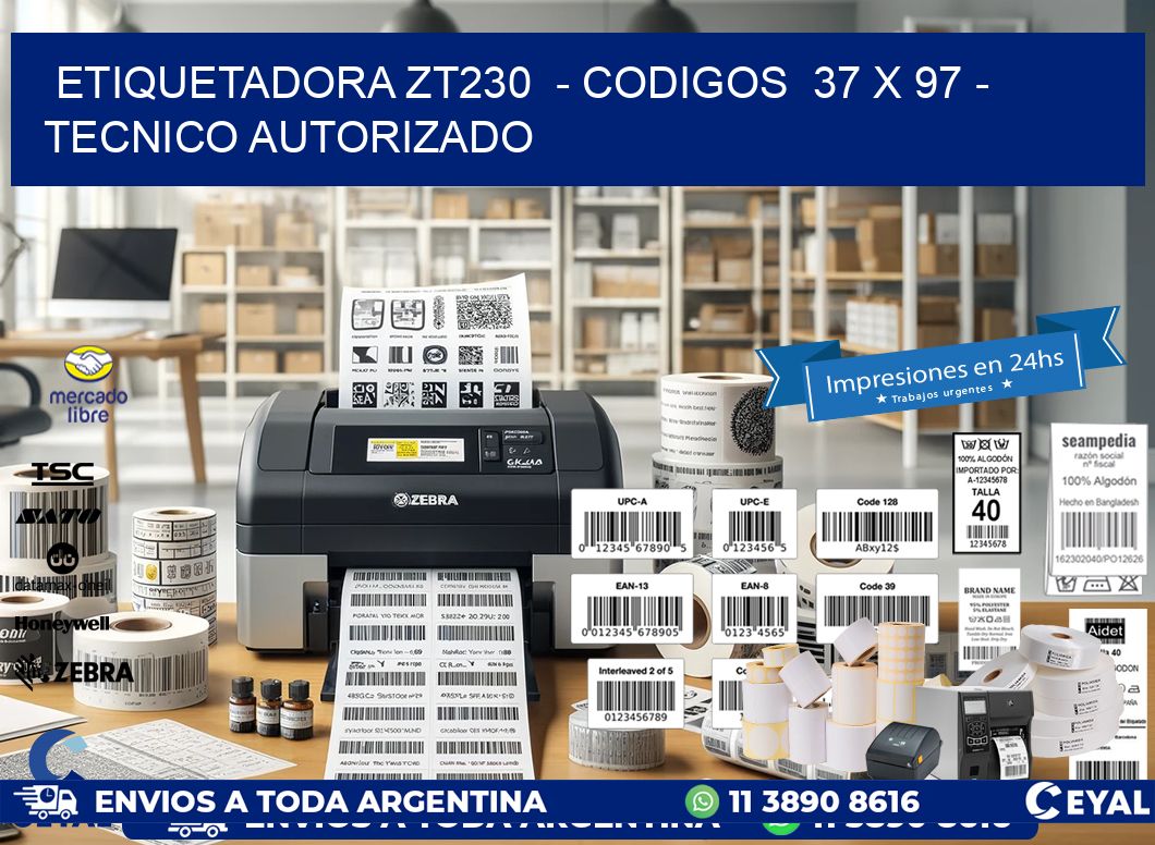 ETIQUETADORA ZT230  - CODIGOS  37 x 97 - TECNICO AUTORIZADO