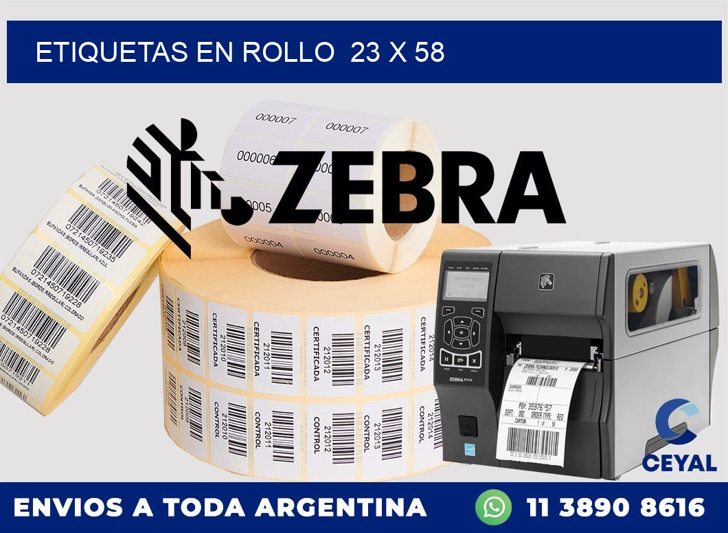 ETIQUETAS EN ROLLO  23 x 58