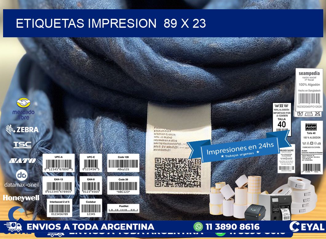 ETIQUETAS IMPRESION  89 x 23