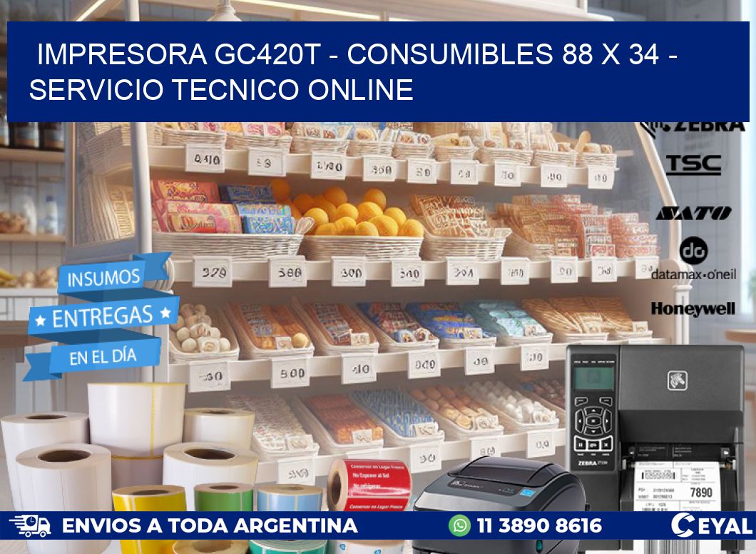 IMPRESORA GC420T - CONSUMIBLES 88 x 34 - SERVICIO TECNICO ONLINE