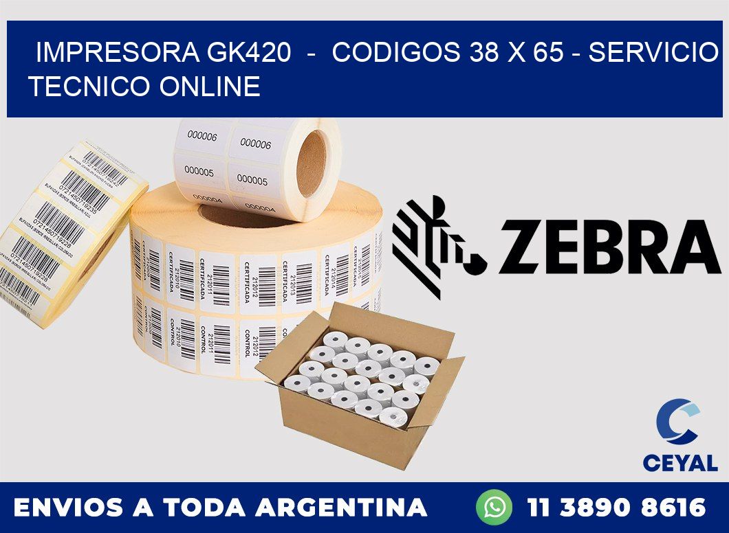 IMPRESORA GK420  -  CODIGOS 38 x 65 - SERVICIO TECNICO ONLINE