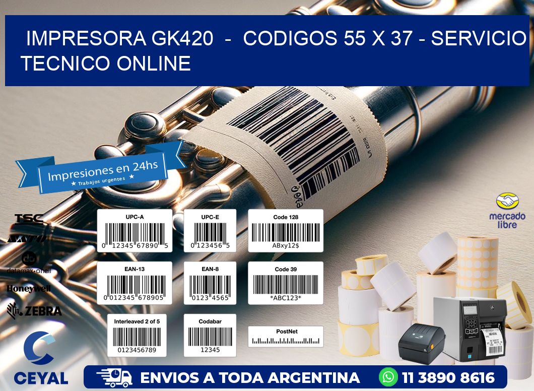 IMPRESORA GK420  -  CODIGOS 55 x 37 - SERVICIO TECNICO ONLINE