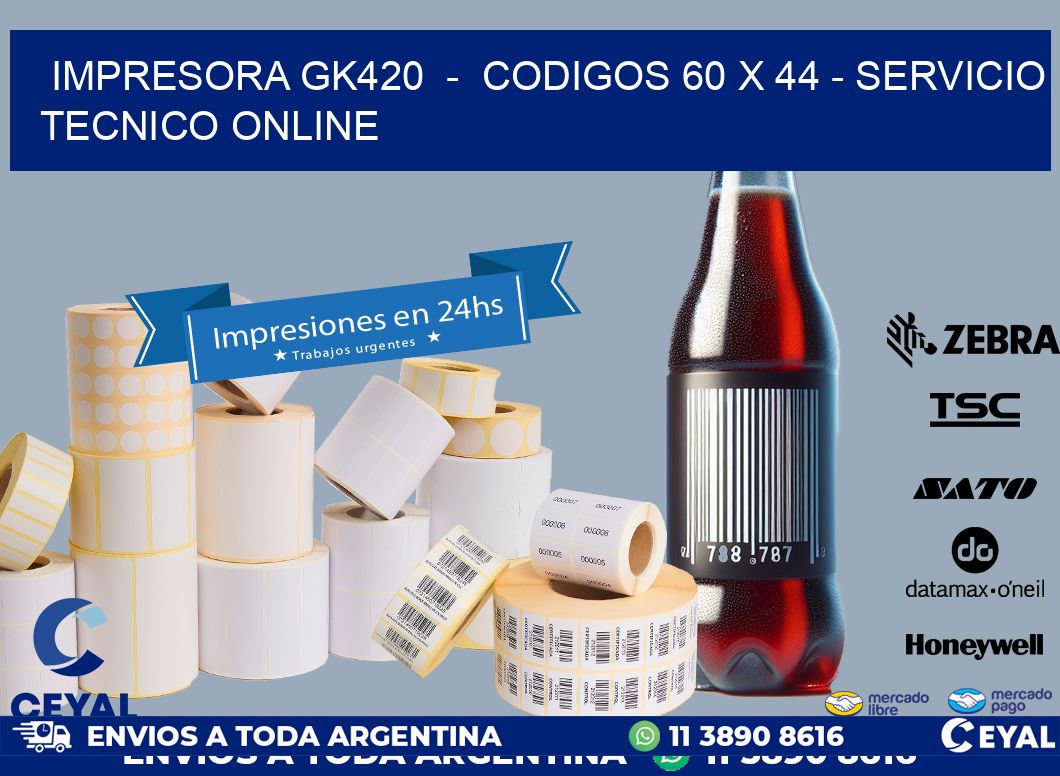 IMPRESORA GK420  -  CODIGOS 60 x 44 - SERVICIO TECNICO ONLINE