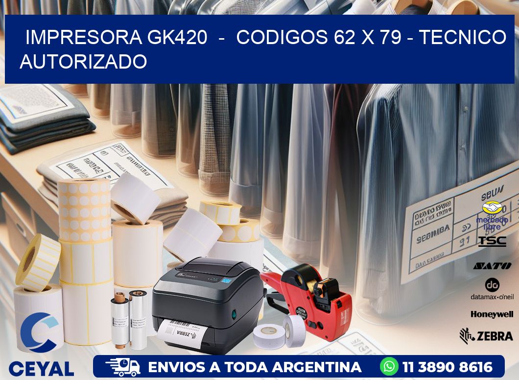 IMPRESORA GK420  -  CODIGOS 62 x 79 - TECNICO AUTORIZADO