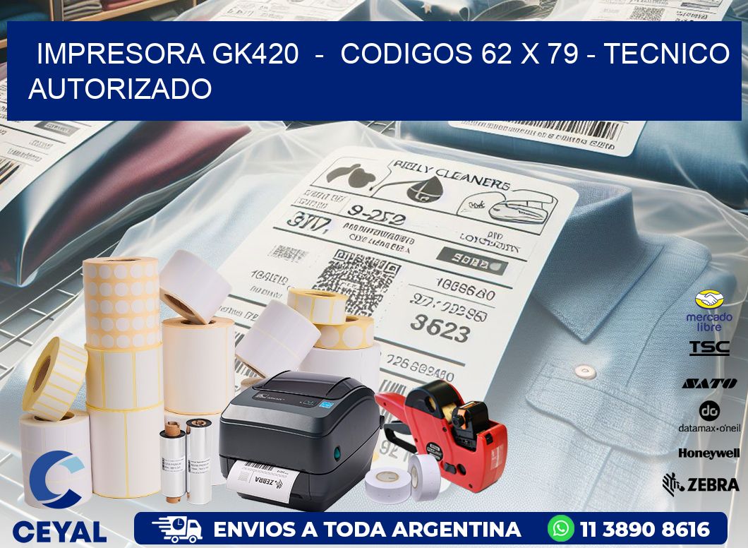 IMPRESORA GK420  -  CODIGOS 62 x 79 - TECNICO AUTORIZADO