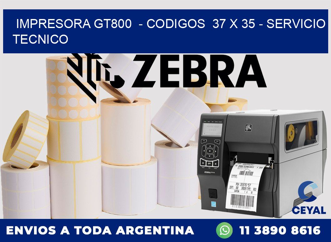 IMPRESORA GT800  - CODIGOS  37 x 35 - SERVICIO TECNICO