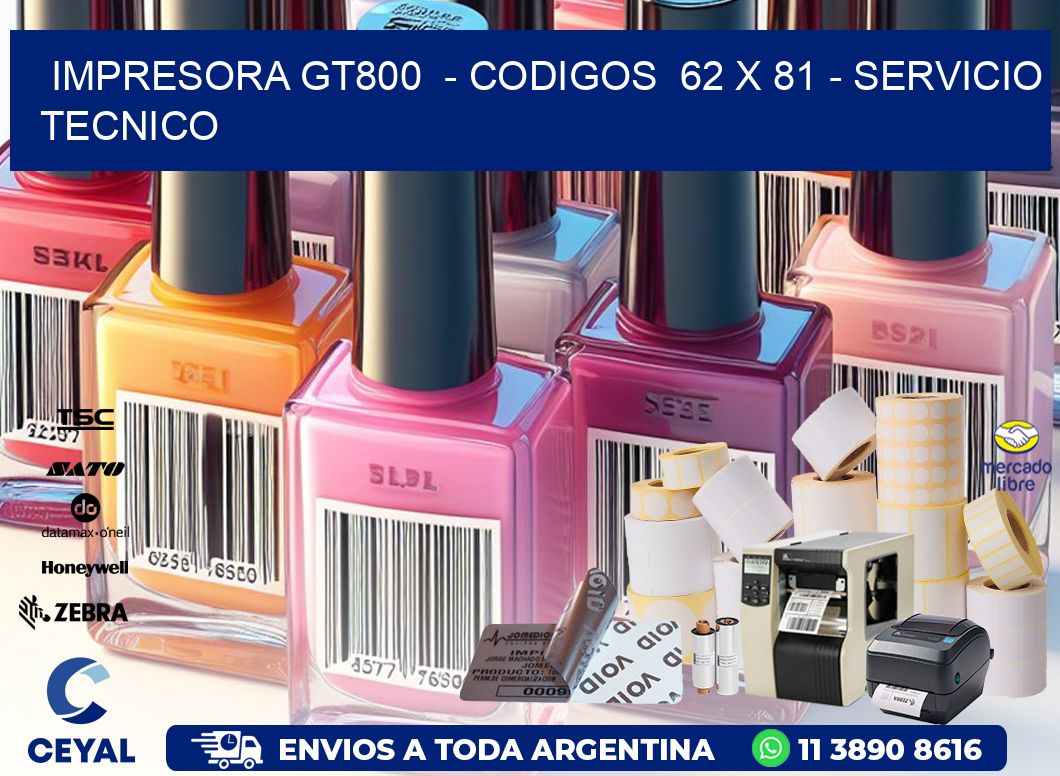 IMPRESORA GT800  - CODIGOS  62 x 81 - SERVICIO TECNICO