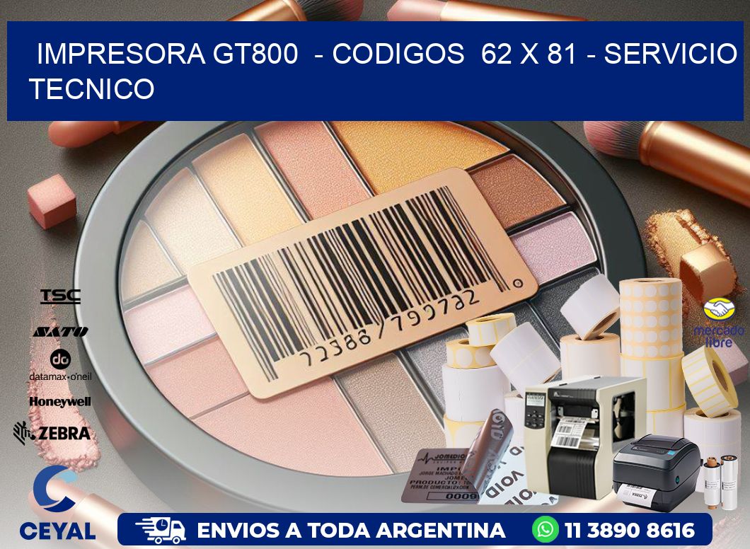 IMPRESORA GT800  - CODIGOS  62 x 81 - SERVICIO TECNICO