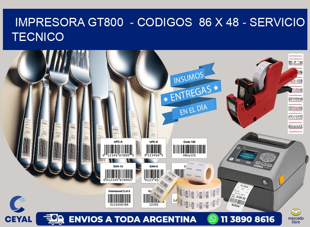 IMPRESORA GT800  - CODIGOS  86 x 48 - SERVICIO TECNICO