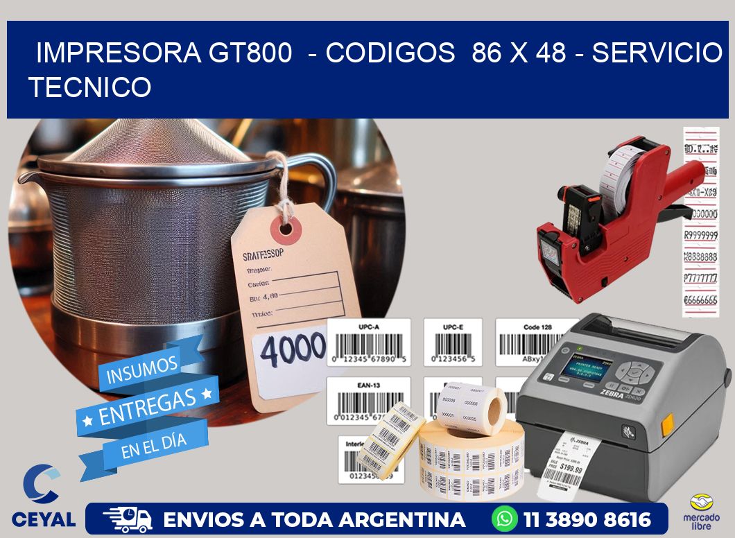 IMPRESORA GT800  - CODIGOS  86 x 48 - SERVICIO TECNICO