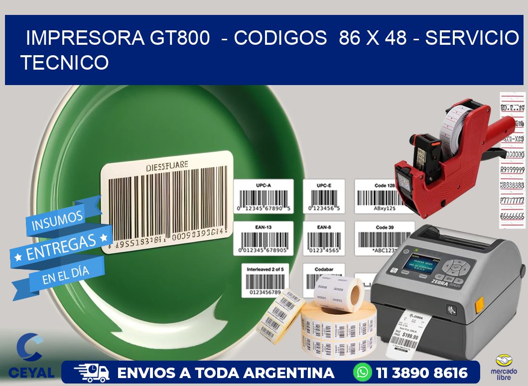 IMPRESORA GT800  - CODIGOS  86 x 48 - SERVICIO TECNICO