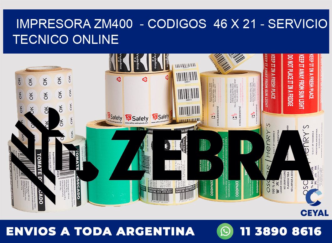 IMPRESORA ZM400  - CODIGOS  46 x 21 - SERVICIO TECNICO ONLINE