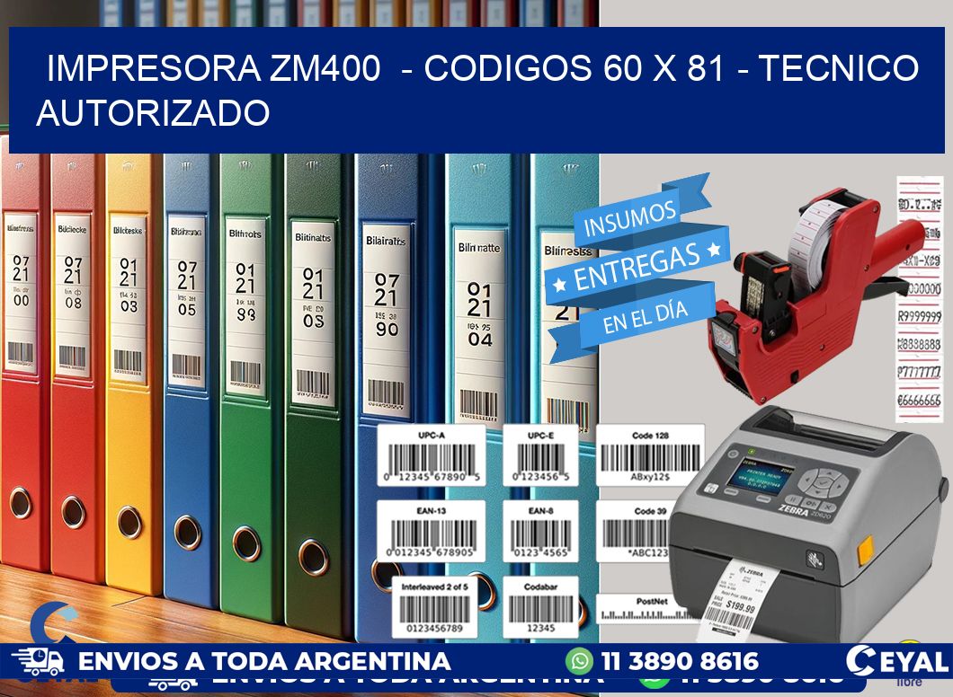 IMPRESORA ZM400  - CODIGOS 60 x 81 - TECNICO AUTORIZADO