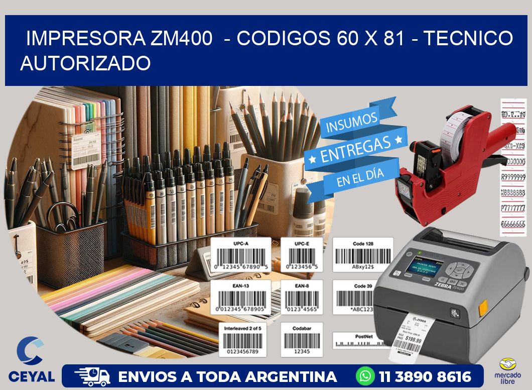 IMPRESORA ZM400  - CODIGOS 60 x 81 - TECNICO AUTORIZADO