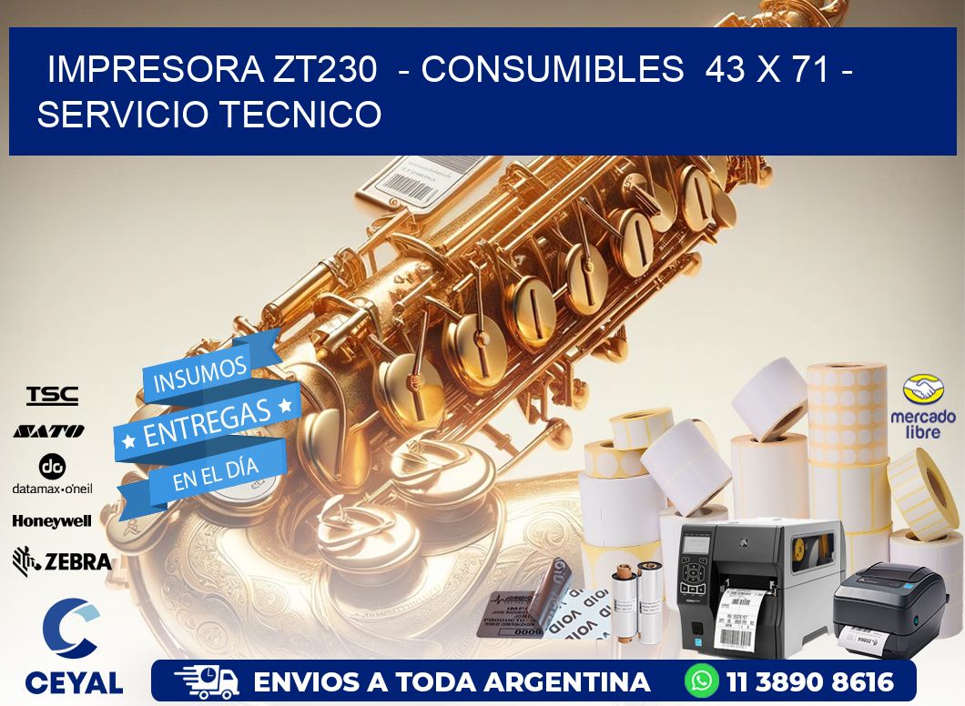 IMPRESORA ZT230  - CONSUMIBLES  43 x 71 - SERVICIO TECNICO