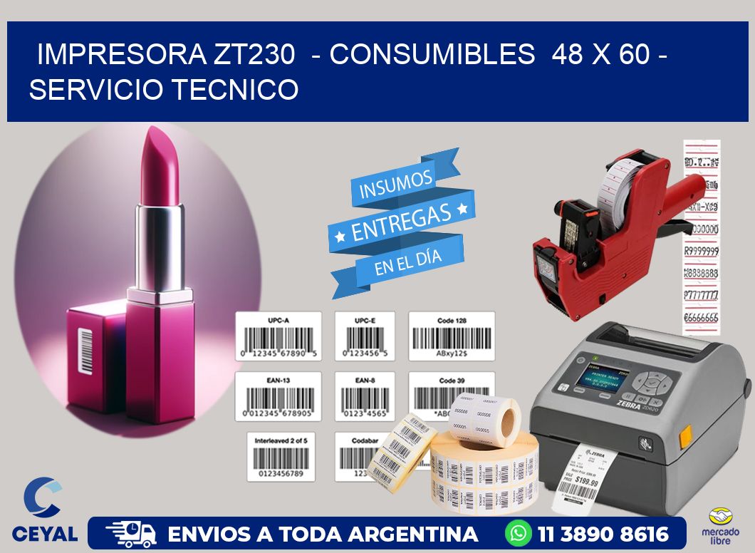 IMPRESORA ZT230  - CONSUMIBLES  48 x 60 - SERVICIO TECNICO