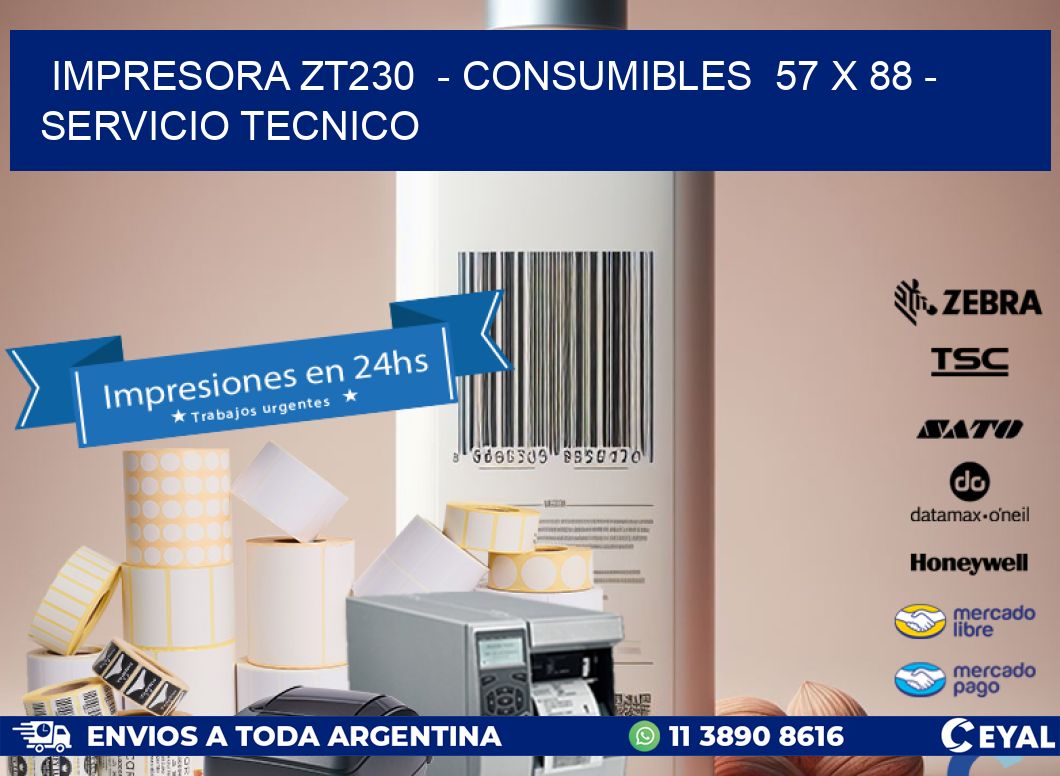 IMPRESORA ZT230  - CONSUMIBLES  57 x 88 - SERVICIO TECNICO