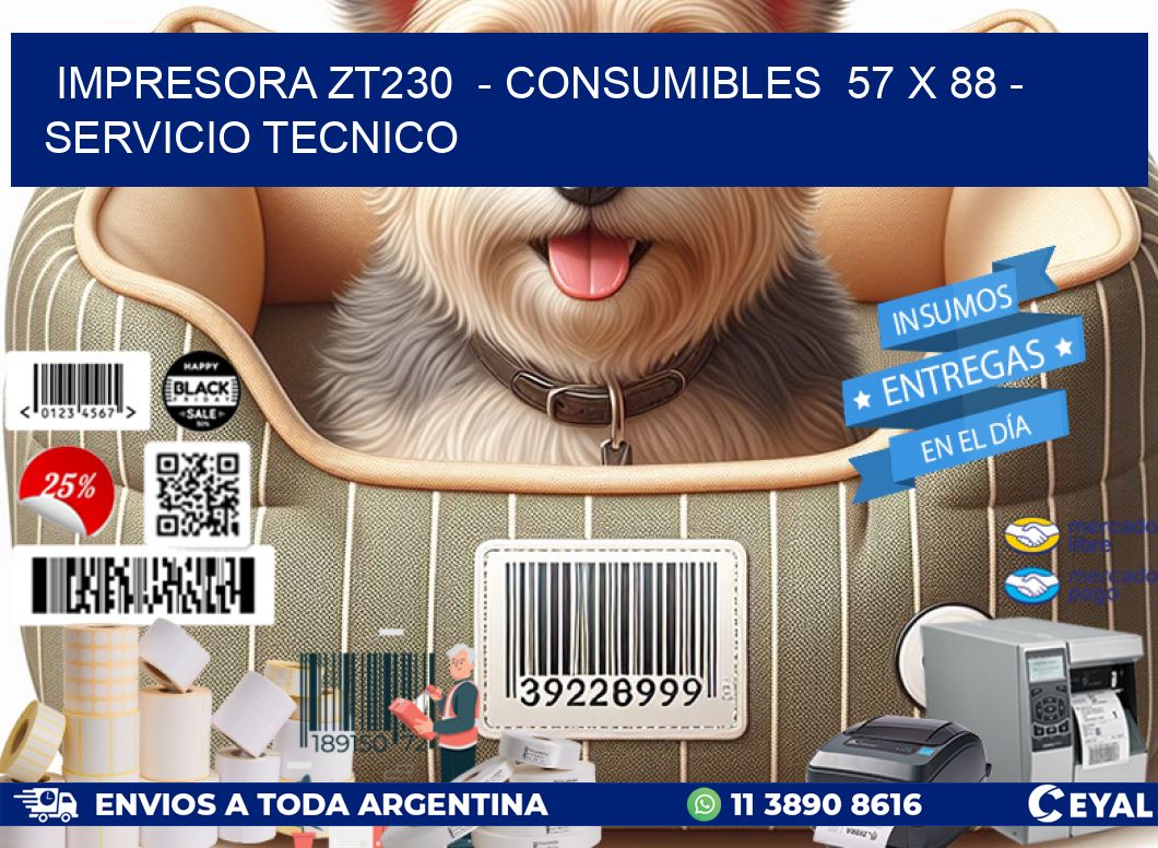 IMPRESORA ZT230  – CONSUMIBLES  57 x 88 – SERVICIO TECNICO