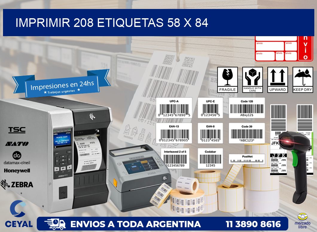 IMPRIMIR 208 ETIQUETAS 58 x 84