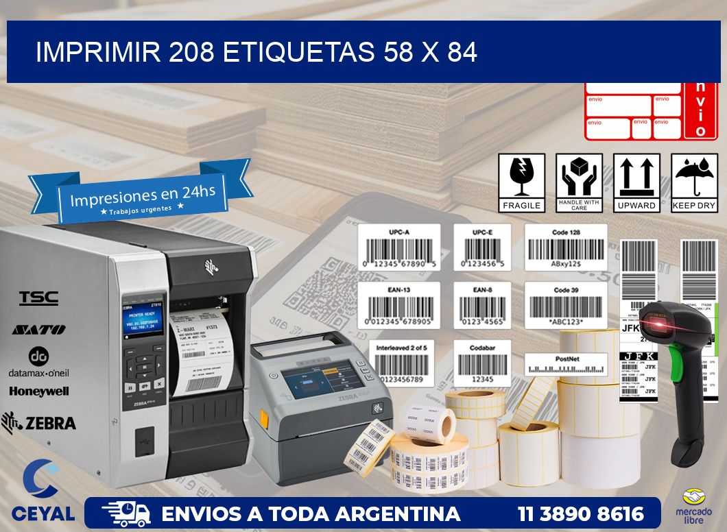 IMPRIMIR 208 ETIQUETAS 58 x 84