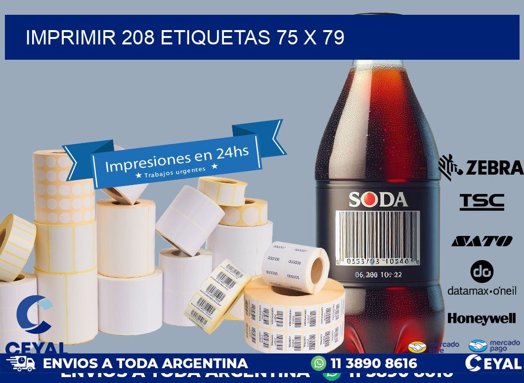 IMPRIMIR 208 ETIQUETAS 75 x 79