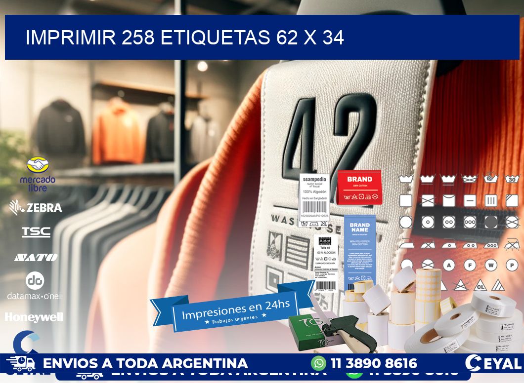 IMPRIMIR 258 ETIQUETAS 62 x 34