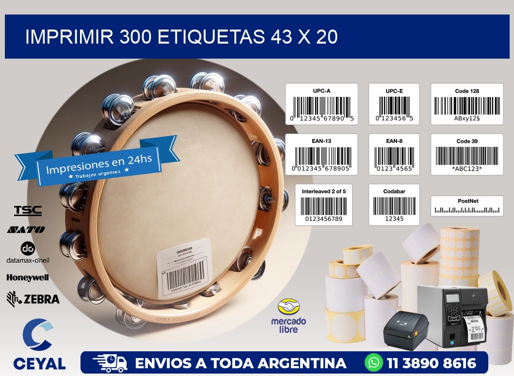 IMPRIMIR 300 ETIQUETAS 43 x 20