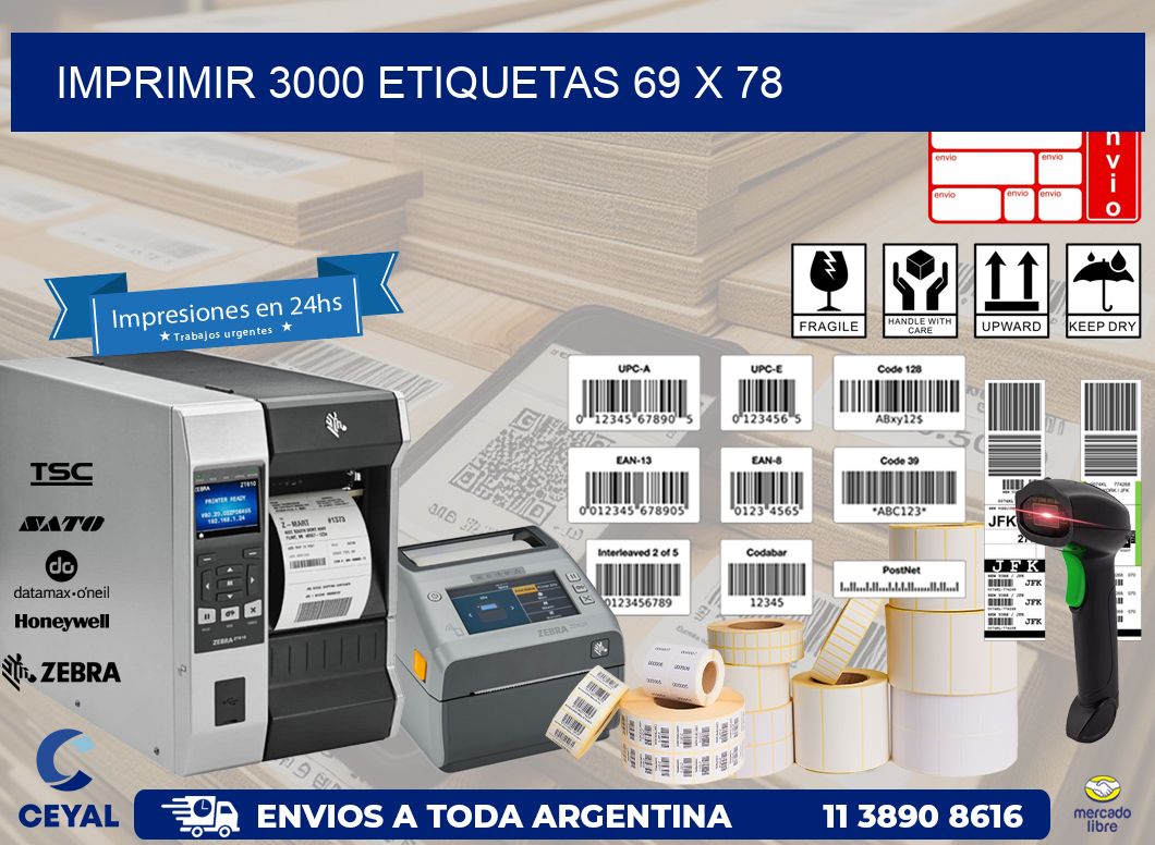 IMPRIMIR 3000 ETIQUETAS 69 x 78