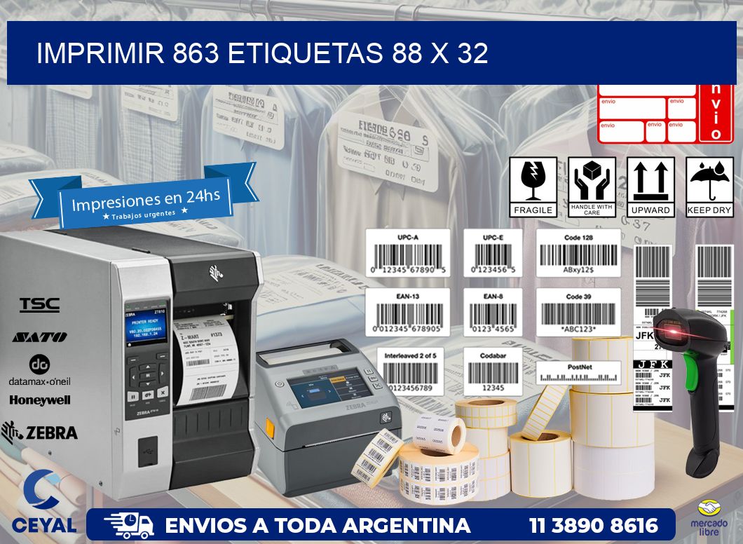 IMPRIMIR 863 ETIQUETAS 88 x 32