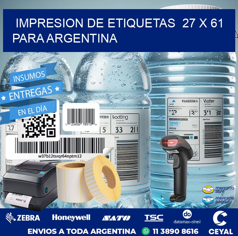 impresion de etiquetas  27 x 61  para argentina