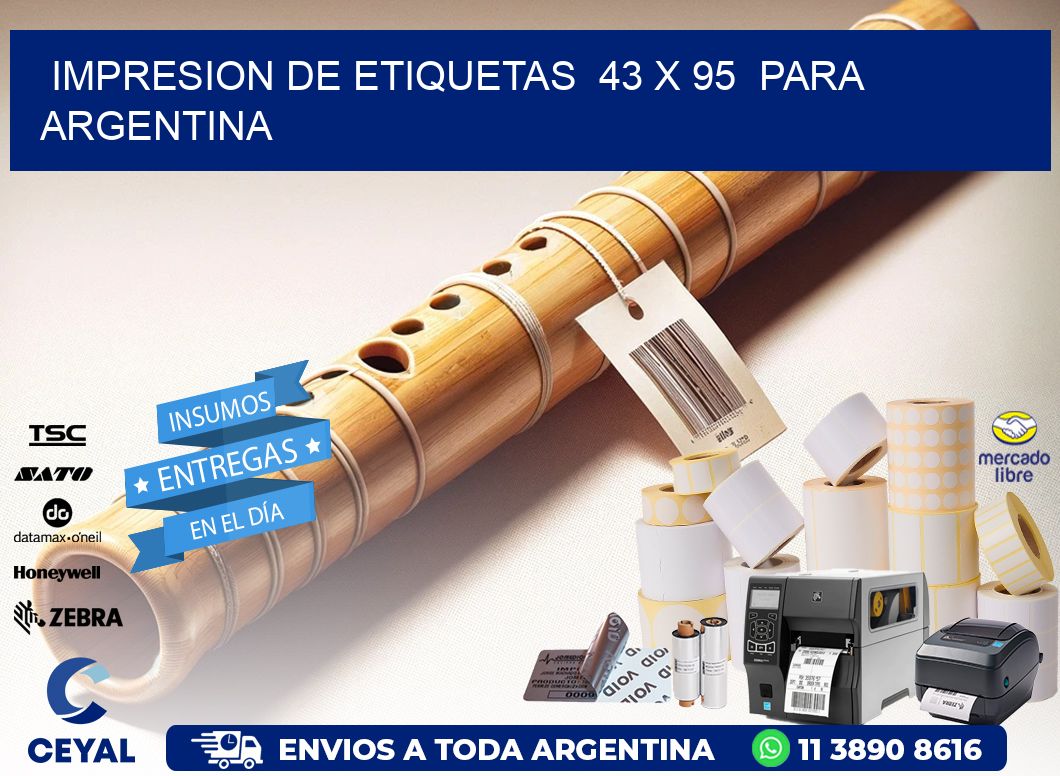 impresion de etiquetas  43 x 95  para argentina