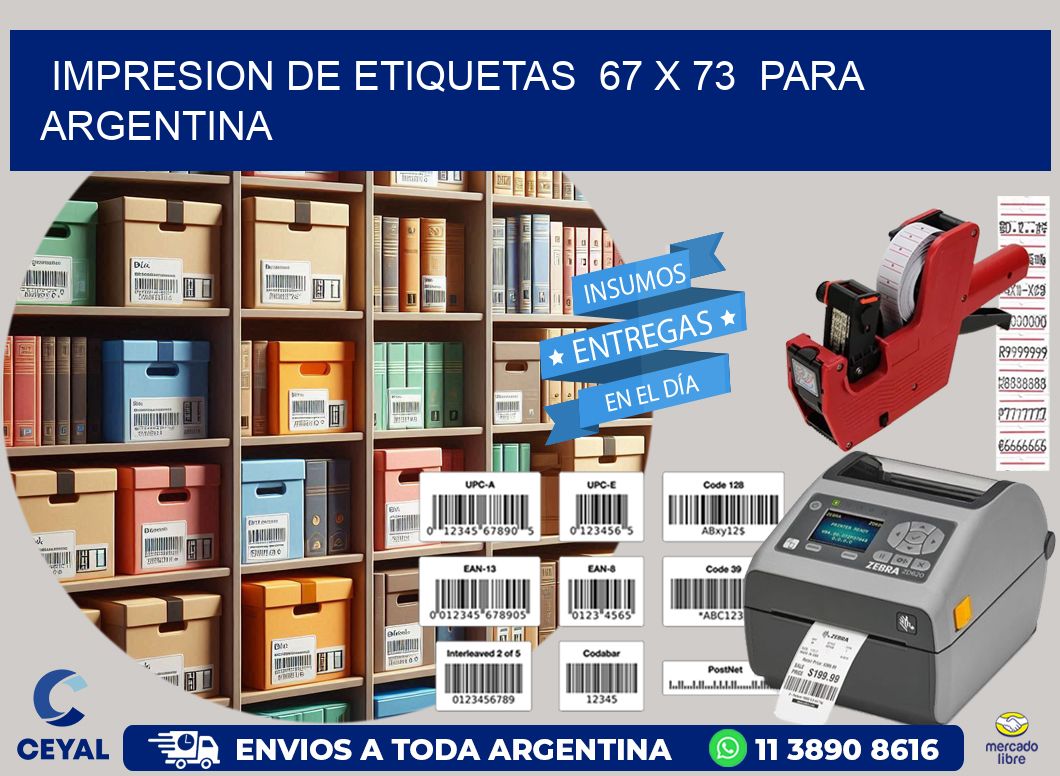 impresion de etiquetas  67 x 73  para argentina