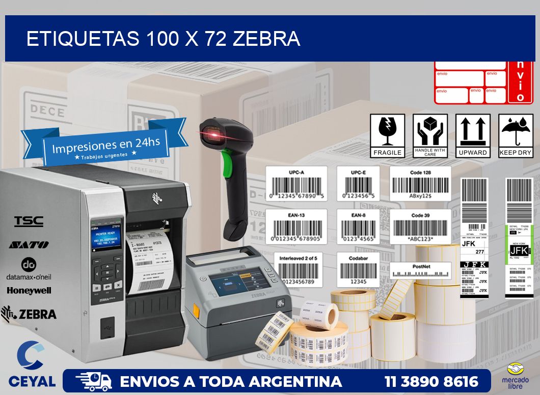 ETIQUETAS 100 x 72 ZEBRA