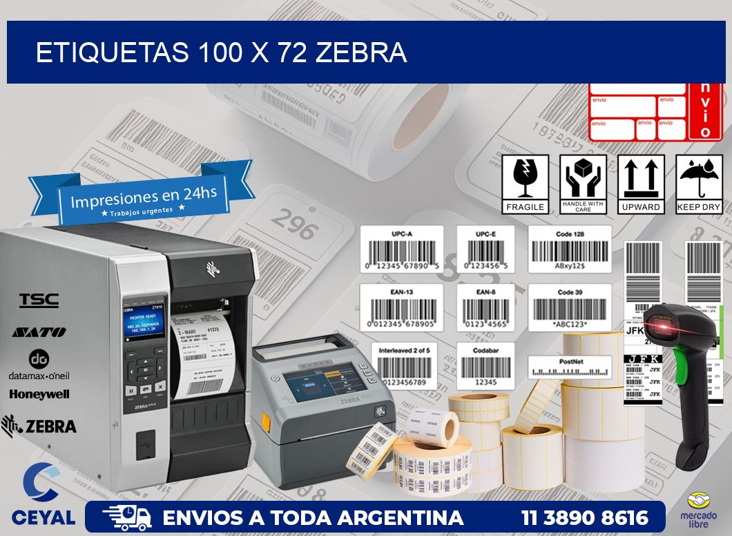 ETIQUETAS 100 x 72 ZEBRA