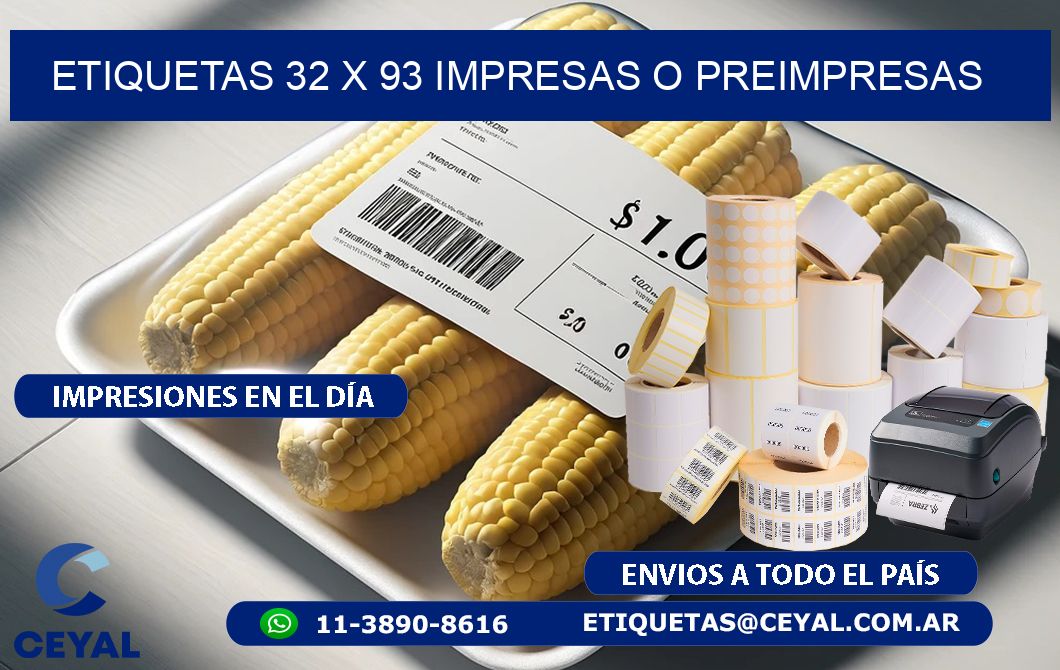 ETIQUETAS 32 x 93 IMPRESAS O PREIMPRESAS