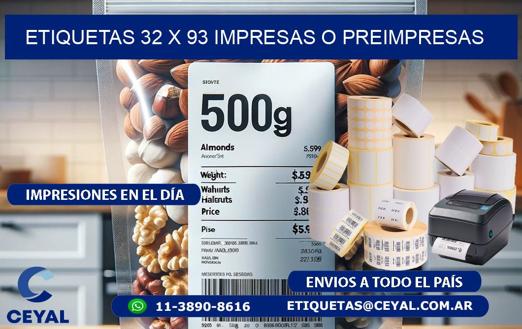 ETIQUETAS 32 x 93 IMPRESAS O PREIMPRESAS