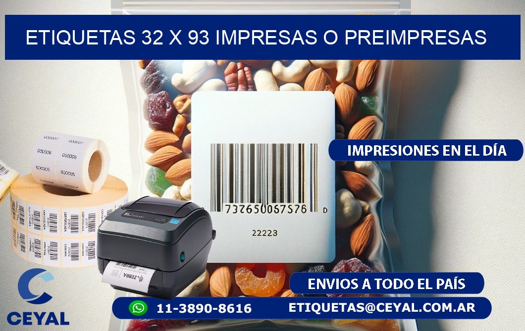 ETIQUETAS 32 x 93 IMPRESAS O PREIMPRESAS