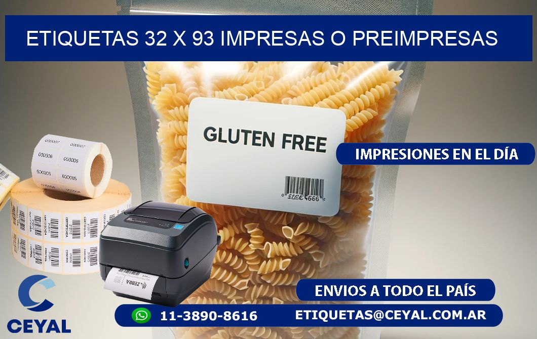 ETIQUETAS 32 x 93 IMPRESAS O PREIMPRESAS