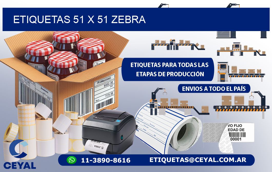 ETIQUETAS 51 x 51 ZEBRA