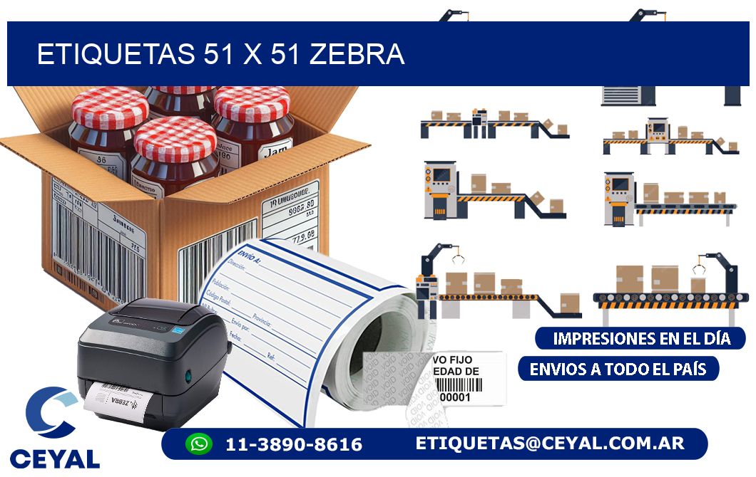 ETIQUETAS 51 x 51 ZEBRA