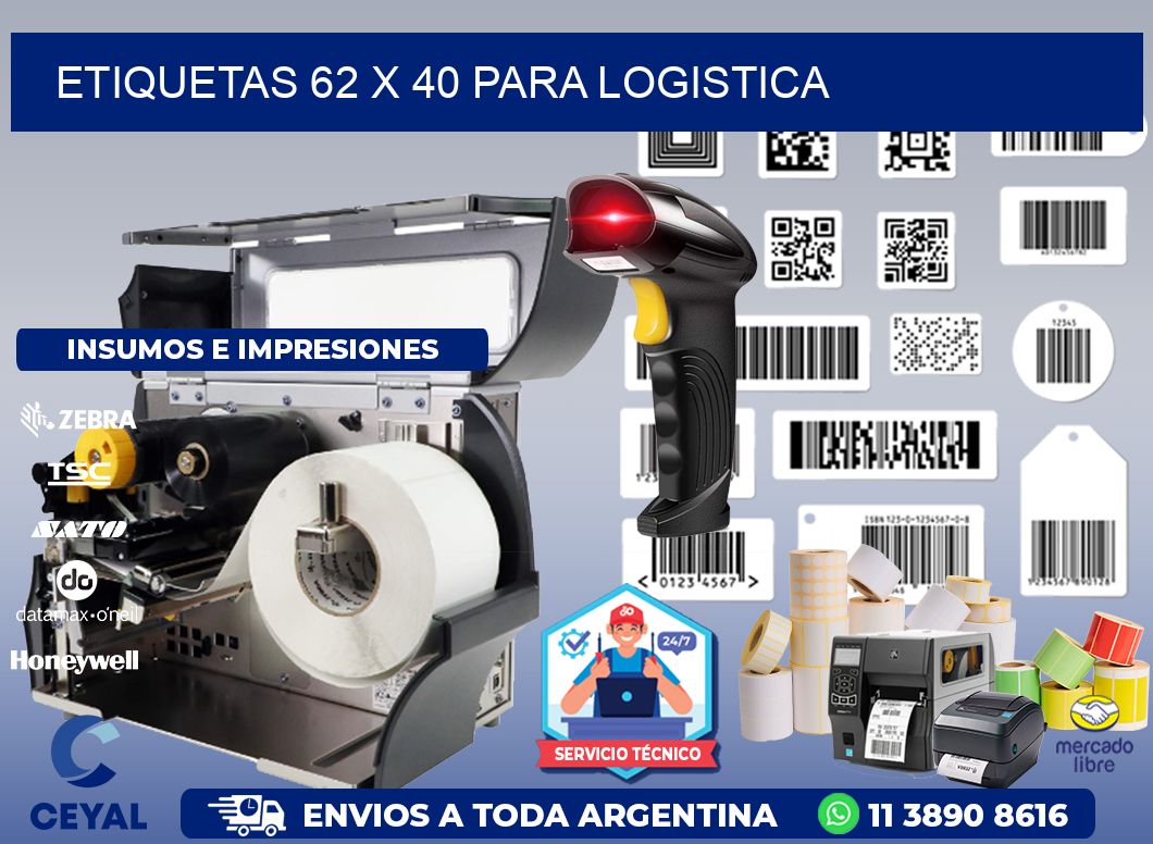 ETIQUETAS 62 x 40 PARA LOGISTICA