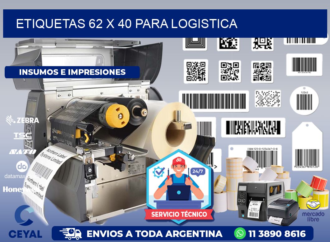 ETIQUETAS 62 x 40 PARA LOGISTICA