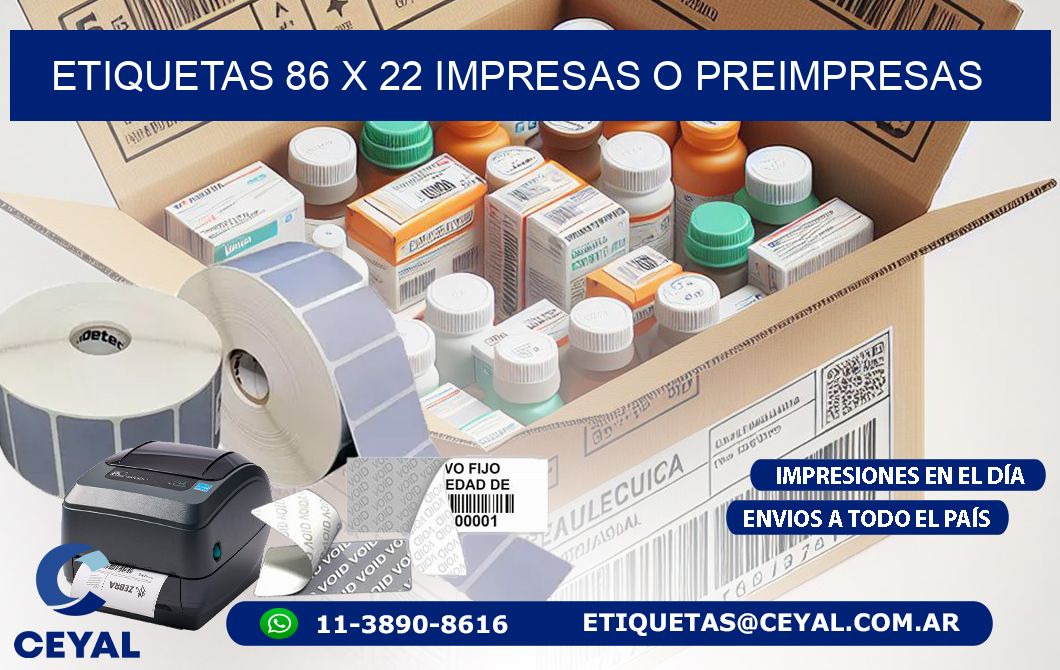 ETIQUETAS 86 x 22 IMPRESAS O PREIMPRESAS