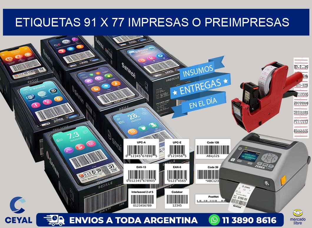 ETIQUETAS 91 x 77 IMPRESAS O PREIMPRESAS